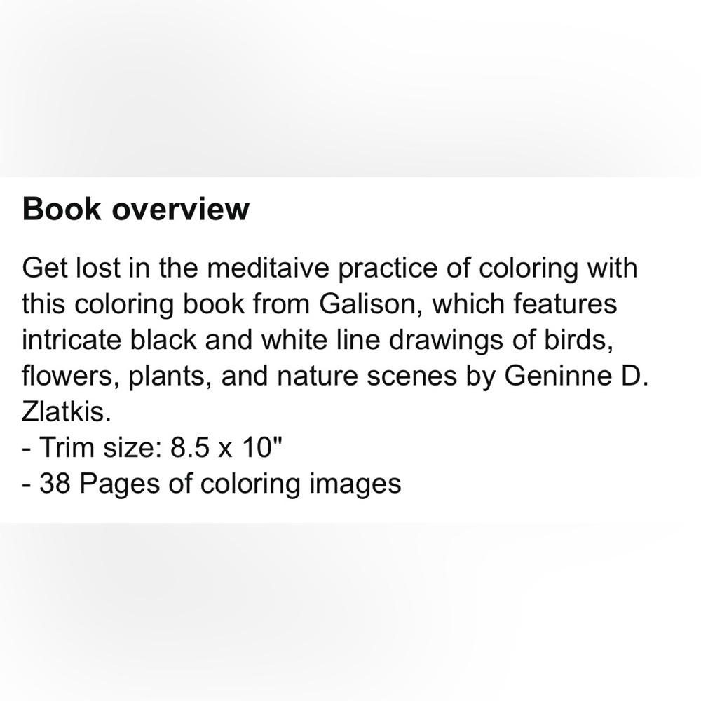Avian Friends Coloring Book with Floral Design - Picture 7 of 8